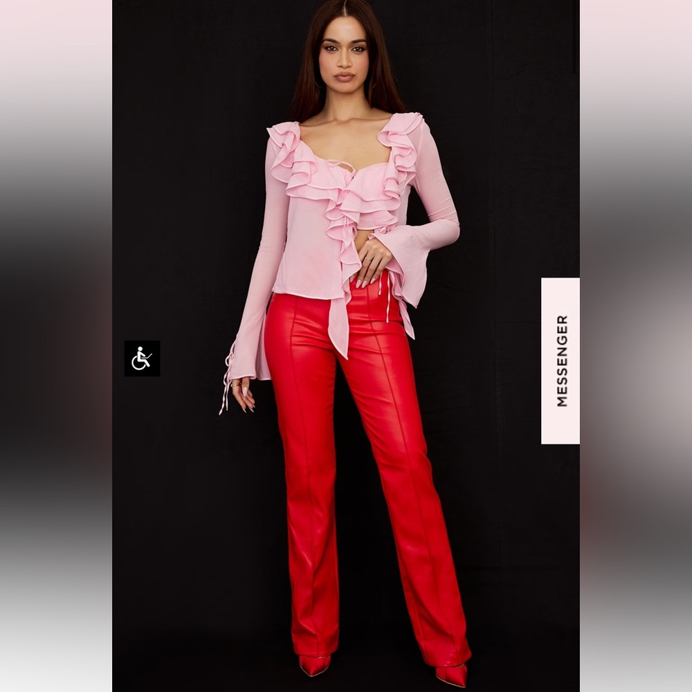 House of CB Pink Top and Red Pants Set